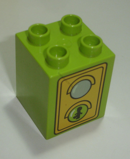 Lego Duplo D14206 (31110pb104) kostka 2x2x2 lime s oboustranným potiskem (semafor) POUŽITÉ