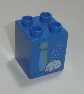 Lego Duplo D14310 (31110pb051) kostka 2x2x2 modrá s potiskem (písmeno "I") POUŽITÉ