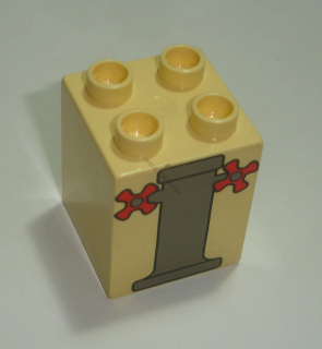 Lego Duplo D14520 (31110pb008) kostka 2x2x2 sv. žlutá s potiskem (hydrant) POUŽITÉ