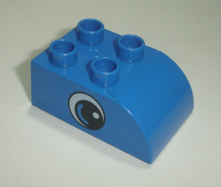 Lego Duplo D14801 (2302pb03) kostka 2x3 zakulacená modrá s oboustranným potiskem (oko) POUŽITÉ