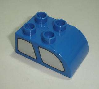 Lego Duplo D14803 (2302pb04) kostka 2x3 zakulacená modrá s oboustranným potiskem (okno auta) POUŽITÉ