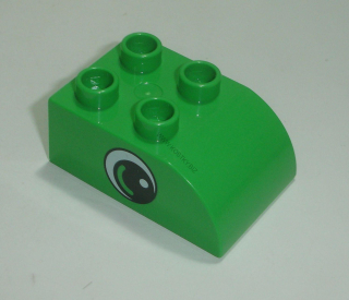 Lego Duplo D14804 (2302pb03) kostka 2x3 zakulacená sv. zelená s oboustranným potiskem (oko) POUŽITÉ