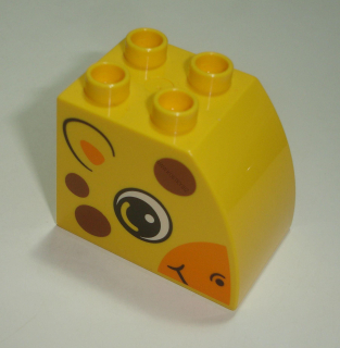 Lego Duplo D14901 (11344pb003) kostka 2x3x2 zakulacená žlutá s oboustranným potiskem (hlava žirafy) POUŽITÉ