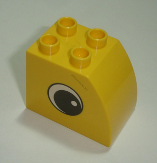 Lego Duplo D14903 (11344pb015) kostka 2x3x2 zakulacená žlutá s oboustranným potiskem (oko) POUŽITÉ