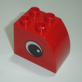 Lego Duplo D14904 (11344pb015) kostka 2x3x2 zakulacená červená s oboustranným potiskem (oko) POUŽITÉ