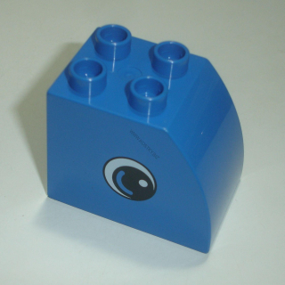Lego Duplo D14906 (11344pb014) kostka 2x3x2 zakulacená modrá s oboustranným potiskem (oko) POUŽITÉ