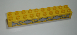 Lego Duplo D15463 (2291pb02) kostka 2x10 žlutá s potiskem (část jeřábu) POUŽITÉ