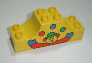 Lego Duplo D15503 (4197pb007) kostka 2x6x2 žlutá s potiskem (klaun z cirkusu) POUŽITÉ