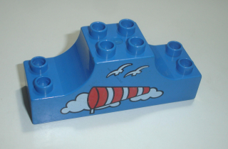 Lego Duplo D15506 (4197pb010) kostka 2x6x2 modrá s potiskem (větrný rukáv a ptáci) POUŽITÉ
