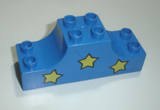 Lego Duplo D15507 (4197pb002) kostka 2x6x2 modrá s potiskem (tři žluté hvězdy) POUŽITÉ