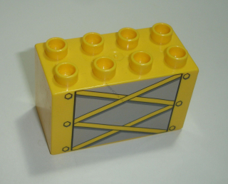 Lego Duplo D15804 (31111pb029) kostka 2x4x2 žlutá s potiskem (část jeřábu) POUŽITÉ