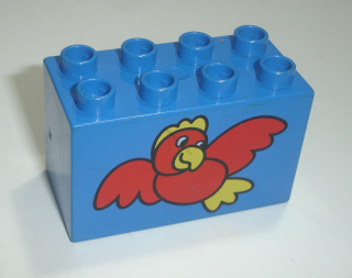 Lego Duplo D15840 (31111pb005) kostka 2x4x2 modrá s potiskem (pták) POUŽITÉ