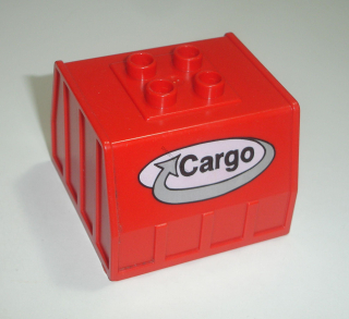 Lego Duplo D40372 (42400c01pb01) červený kontejner uzavřený bez palety s potiskem (nápis "CARGO") POUŽITÉ