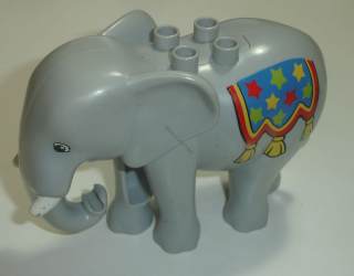 Lego Duplo D00410-2 (89874c01pb02) slon z cirkusu (horší potisk viz foto - dečka a kly) POUŽITÉ