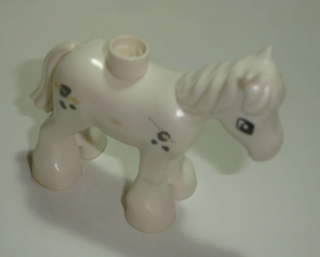 Lego Duplo D00560-6 (horse03c01pb03) kůň, koník, poník bílý (stav potisku viz foto) POUŽITÉ