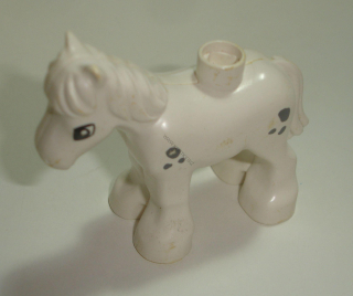 Lego Duplo D00560-8 (horse03c01pb03) kůň, koník, poník bílý (stav potisku viz foto) POUŽITÉ