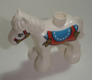 Lego Duplo D00673 (horse03c01pb04) kůň bílý - poník z kolotoče POUŽITÉ