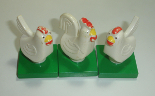 Lego Duplo D00700-2X (duphen2c01pb01, 6312c01pb01) kohoutek a dvě slepičky (stavi viz foto) POUŽITÉ