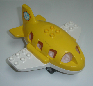 Lego Duplo D45017 letadlo větší žluté (set 10871) s podvozkem (sv. šedá kola) POUŽITÉ