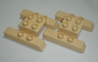 Lego Duplo D45051-4X (6353) lyžiny pro letadlo, vrtulník bílé (stav viz foto, hodně zežloutlé) POUŽITÉ