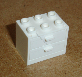 Lego 925033-6 (4532b, 4536) polička, skříňka 2x3x2 se šuplíky (white) POUŽITÉ