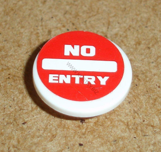 Lego 939100 (30261pb015) dopravní značka s nálepkou "NO ENTRY" 1 ks POUŽITÉ