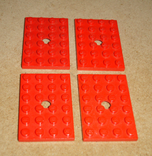 Lego 261490-3X (709) destička speciální 4x6 s dírou (horší stav viz foto, vrypy) 4 ks POUŽITÉ