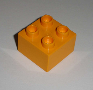 Lego Duplo D10054 (3437) kostka 2x2 1 ks bright sv. oranžová POUŽITÉ