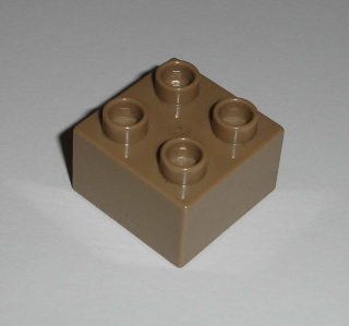 Lego Duplo D10065 (3437) kostka 2x2 tm. béžová 1 ks POUŽITÉ