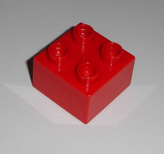 Lego Duplo D10082 (3437) kostka 2x2 červená 1 ks POUŽITÉ